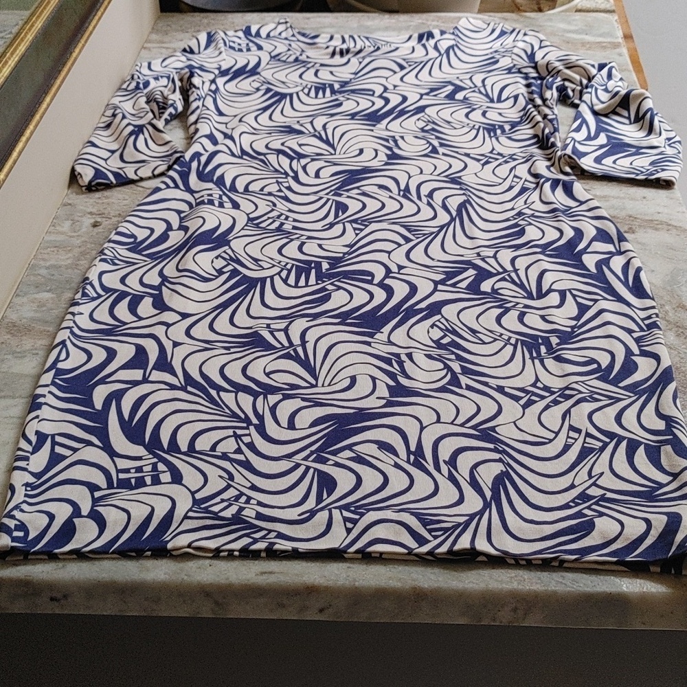 Vintage DVF Saihana Silk Dress Blue & Off-White Size 6/8 - Picture 5 of 16